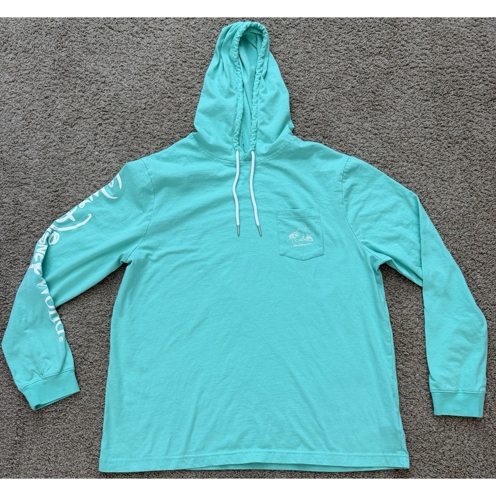 Disneyworld Resorts Disney Spirit Mint Green Long Sleeve Hoodie Aloha Mickey XL‎